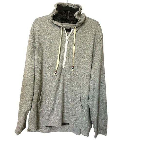 Johnnie O Georgie Mens XL Hoodie Gray 1/4 Zip Pocket Long Sleeves Stretch Shirt - Picture 1 of 10